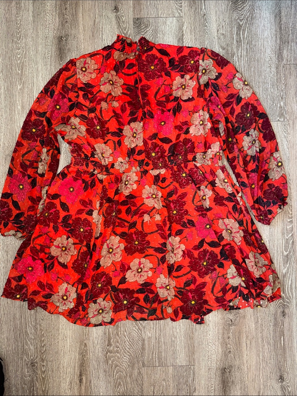 Torrid mini clip dot red dress floral print mock neck pockets size 3 - Picture 7 of 7